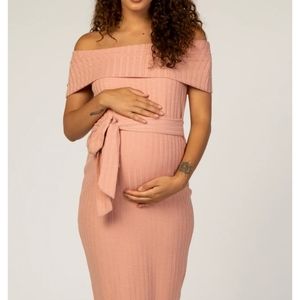 PinkBlush Pink Off Shoulder Maternity Dress